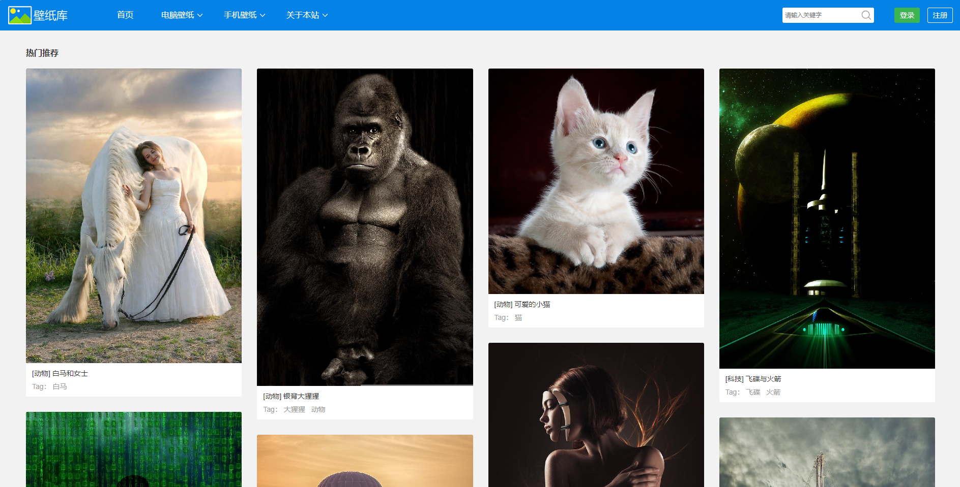 壁纸网站模板(带会员系统)pbootcms模板-三才资源库分享