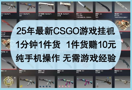 25年最新CSGO游戏挂G，1分钟1件货，1件货挣10元，纯手机操作，无需游戏经验【揭秘】网赚项目-三才资源库分享