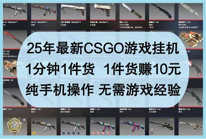 25年最新CSGO游戏挂机,1分钟1件货,1件货赚10元 纯手机操作 无需游戏经验网赚项目-三才资源库分享