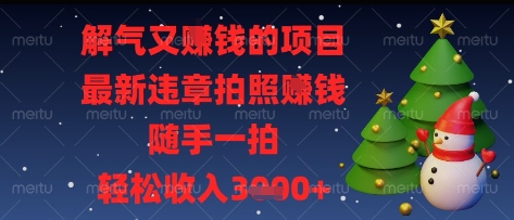 解气又挣钱的项目，最新违章拍照挣钱，随手一拍，轻松收入多张【揭秘】网赚项目-三才资源库分享