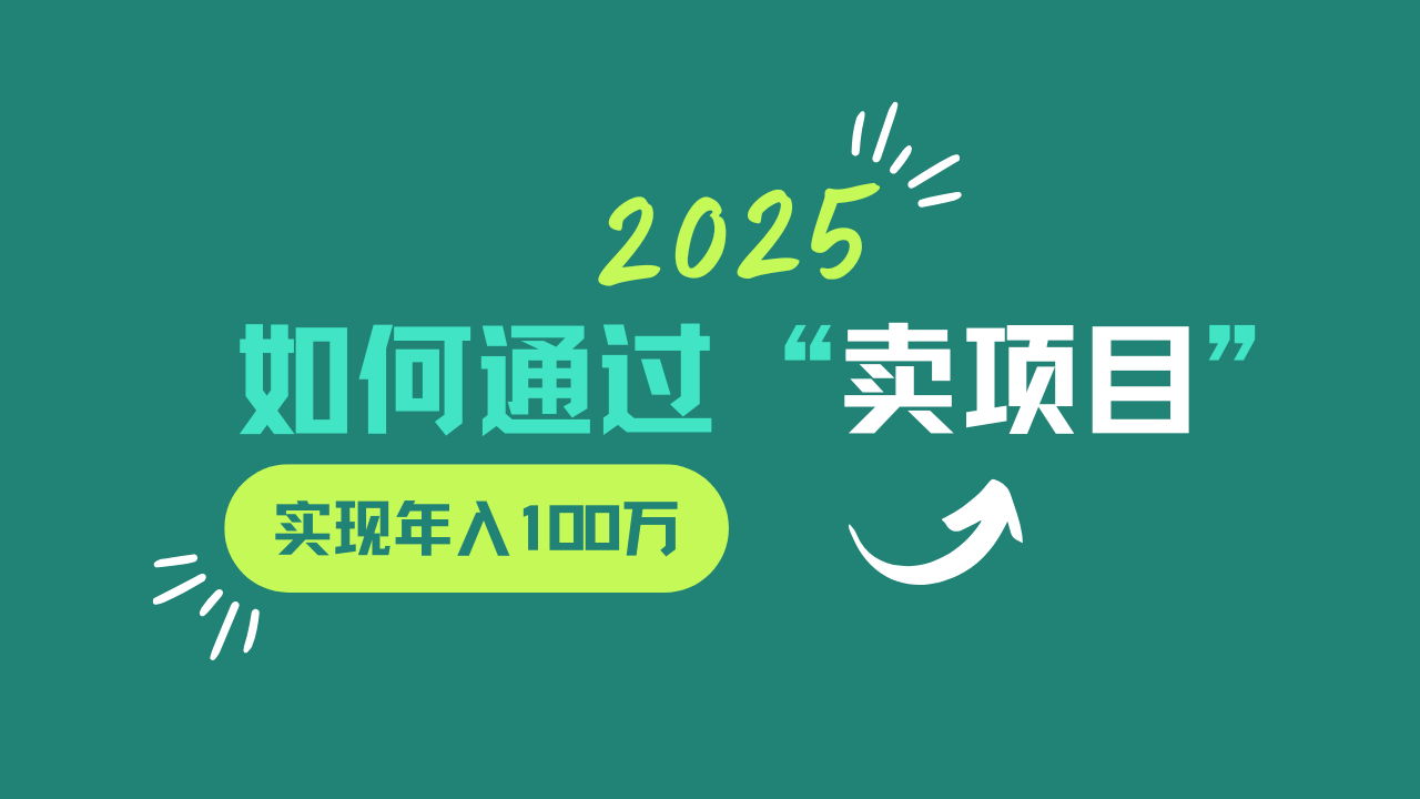 2025年如何通过“卖项目”实现年入100w网赚项目-三才资源库分享