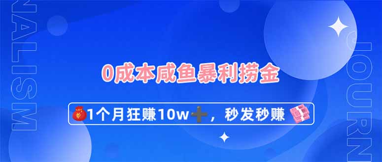 0成本闲鱼暴利捞金,1个月狂赚10W+,秒发秒赚新玩法网赚项目-三才资源库分享