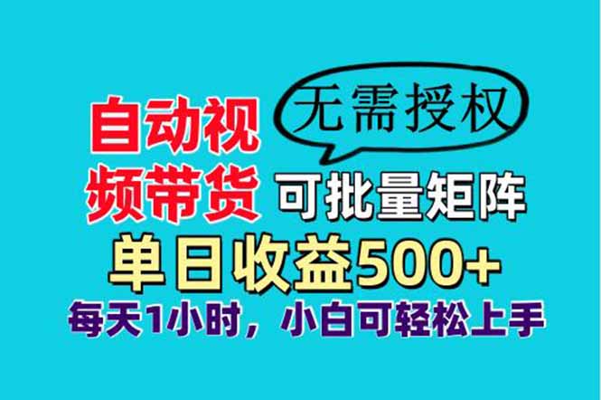 自动视频带货，可批量矩阵，单日收益500+、轻松实现睡后收益，小白可…网赚项目-三才资源库分享