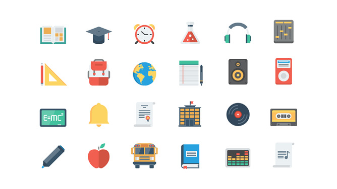 200个彩色矢量扁平化PPT小图标-三才资源库分享