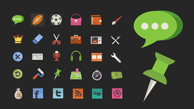 彩色矢量可编辑PPT小图标-三才资源库分享