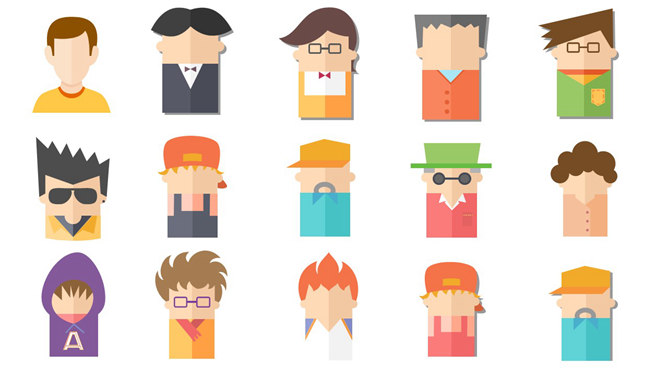 扁平化Q版卡通人物PPT素材-三才资源库分享