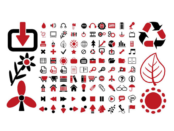 红黑办公生活类PPT小图标素材-三才资源库分享