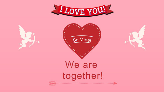 浪漫粉色七夕情人节PPT模板-三才资源库分享