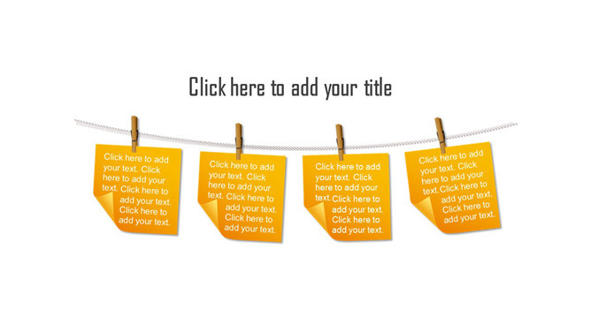 夹子晾晒便签效果PPT文本框-三才资源库分享