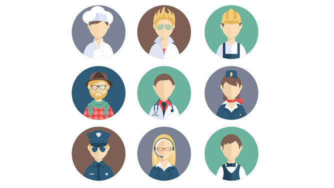 矢量职业人物头像PPT素材-三才资源库分享