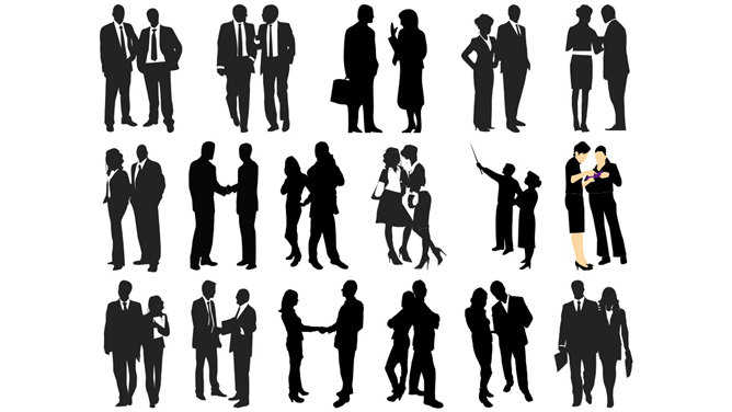 沟通合作团队剪影PPT素材-三才资源库分享