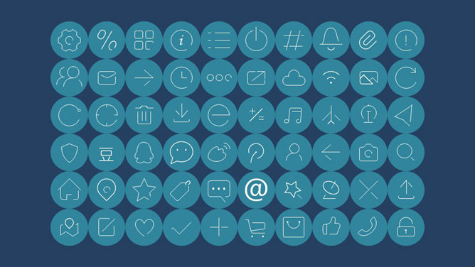 60个可编辑简约线条PPT图标-三才资源库分享