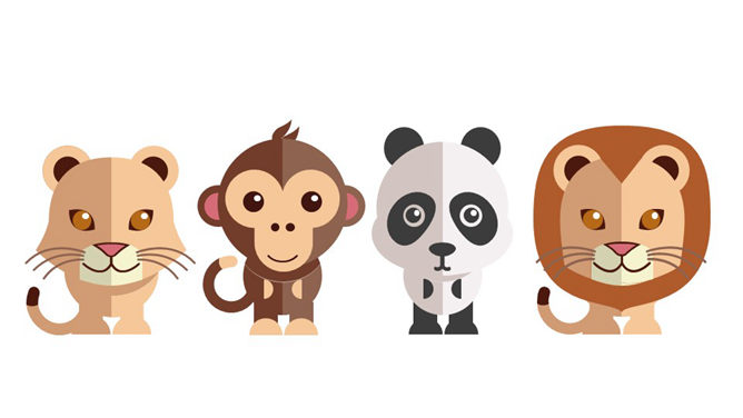 24个扁平化可爱小动物PPT素材-三才资源库分享