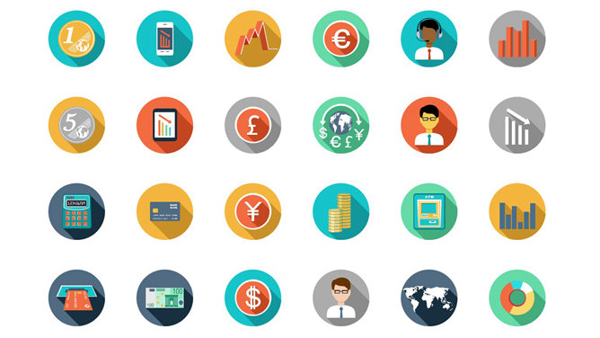 50个圆形扁平化PPT小图标-三才资源库分享