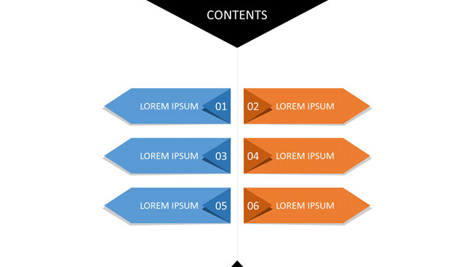两列立体箭头PPT目录模板-三才资源库分享