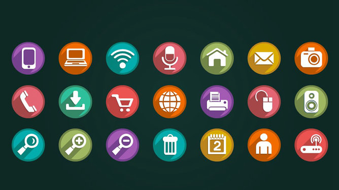 圆形扁平化长阴影PPT小图标-三才资源库分享