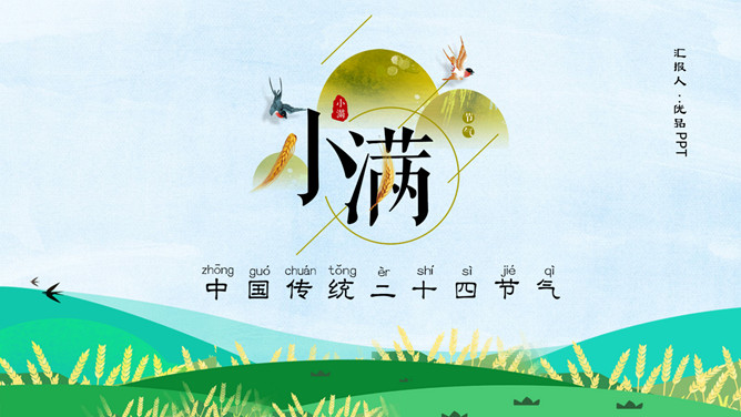 燕子田野小满节气PPT模板-三才资源库分享