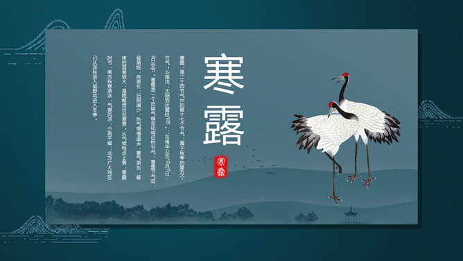 仙鹤寒露节气介绍PPT模板-三才资源库分享