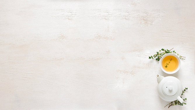 桌面茶壶茶碗PPT背景图片-三才资源库分享