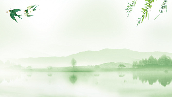 春天柳树燕子PPT背景图片-三才资源库分享