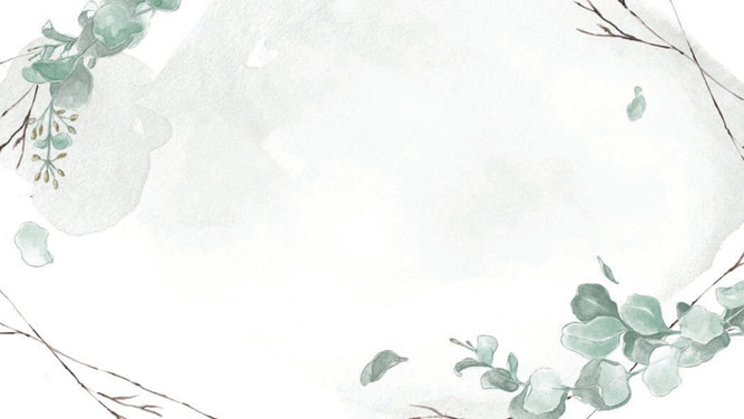 淡雅水彩叶子PPT背景图片-三才资源库分享
