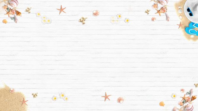 沙滩海星贝壳海洋风PPT背景-三才资源库分享