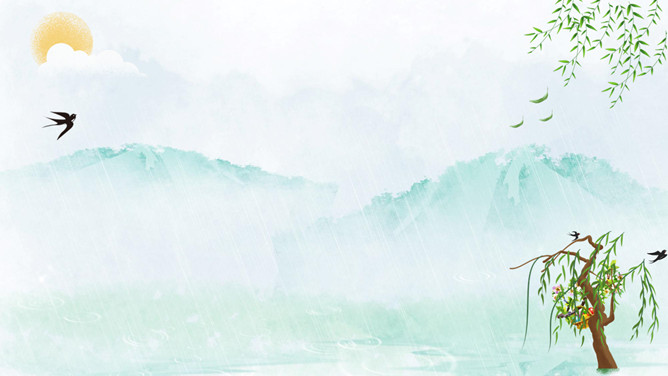 春天燕子春暖花开PPT背景-三才资源库分享