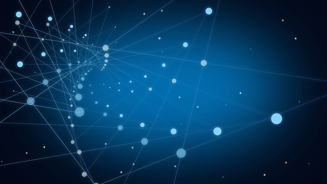 科技深蓝点线粒子PPT背景图片-三才资源库分享