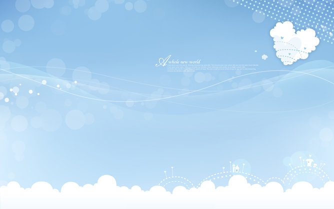 淡雅蓝天白云幻灯片背景图片-三才资源库分享