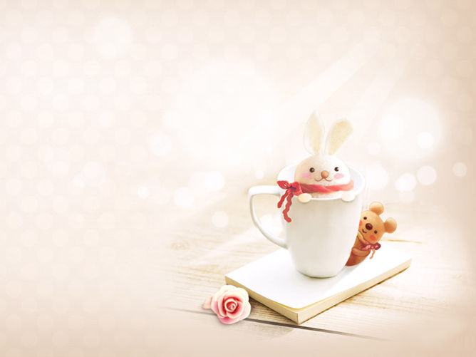 唯美可爱杯子水杯PPT背景-三才资源库分享