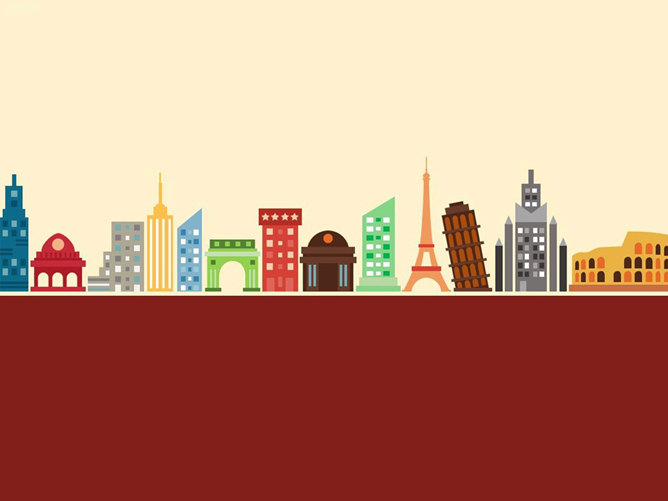 卡通著名建筑PPT背景图片-三才资源库分享