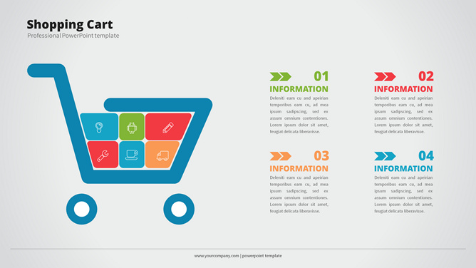 购物车项目并列PPT图形-三才资源库分享