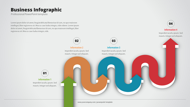 波浪箭头流程图PPT素材-三才资源库分享