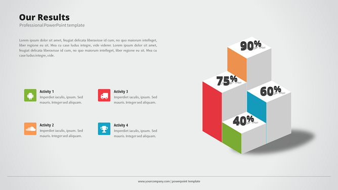 四项立体柱状图PPT素材-三才资源库分享