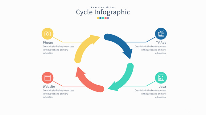 箭头旋转循环PPT图形素材-三才资源库分享