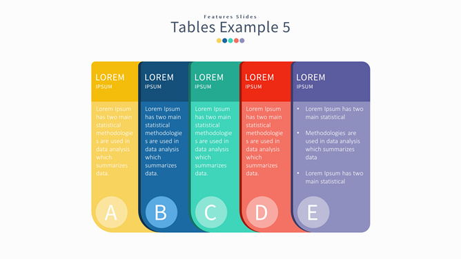 五项列表并列PPT素材-三才资源库分享