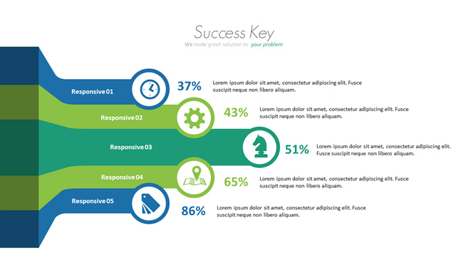 五项并列突出PPT素材-三才资源库分享