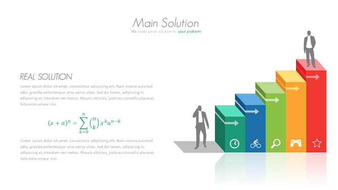 阶梯递进人物剪影PPT素材-三才资源库分享