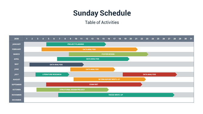 12个月甘特图PPT素材-三才资源库分享