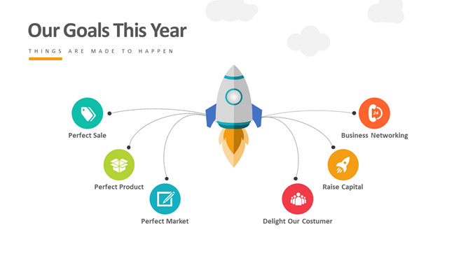 小火箭目标计划列表PPT图形-三才资源库分享
