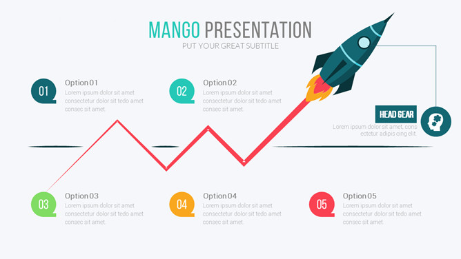小火箭递进上升PPT图形-三才资源库分享