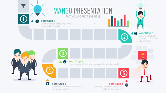 五步步骤流程PPT图形素材-三才资源库分享