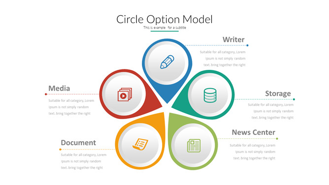 五项花瓣并列PPT图形素材-三才资源库分享
