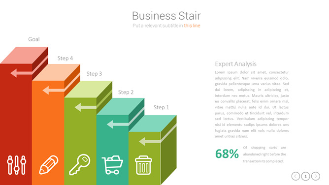 立体阶梯台阶递进关系PPT图形-三才资源库分享