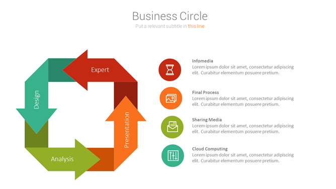 四项循环箭头PPT图形素材-三才资源库分享