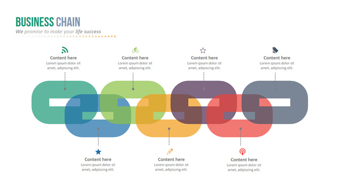 链条形关联关系PPT图形-三才资源库分享