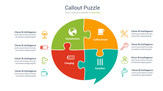 四项拼图效果PPT图形素材-三才资源库分享