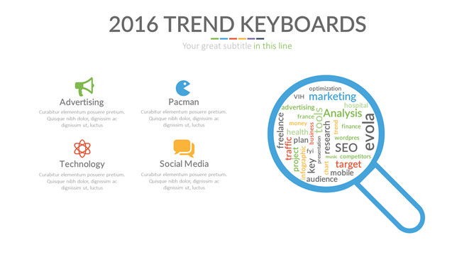 放大镜研究分析罗列PPT图形-三才资源库分享