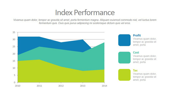 清新简约PPT面积图模板-三才资源库分享