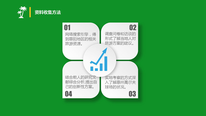 花瓣形微立体四项并列PPT模板-三才资源库分享